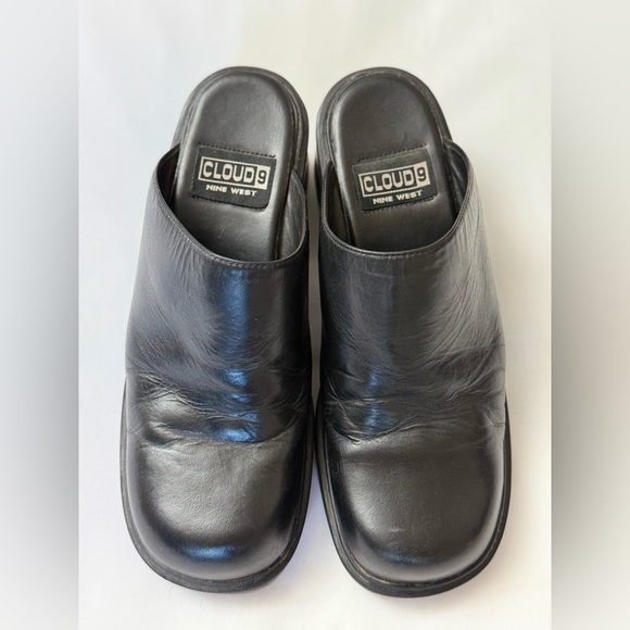 Vintage 90's Y2K Nine West Chunky Platform Slip-On Mules Size 5.5 Retro Classic - Picture 3 of 14